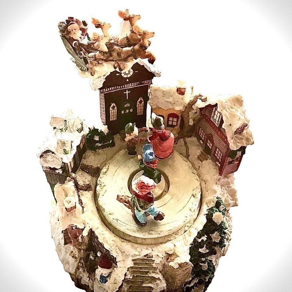 San Francisco Music Box Company Rotating Village Christmas Musical